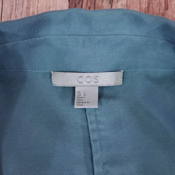 *READ* COS Womens Large Draped Wide Fit Shirt 3/4 Sleeves Button Up Boxy Top - Picture 11 of 14